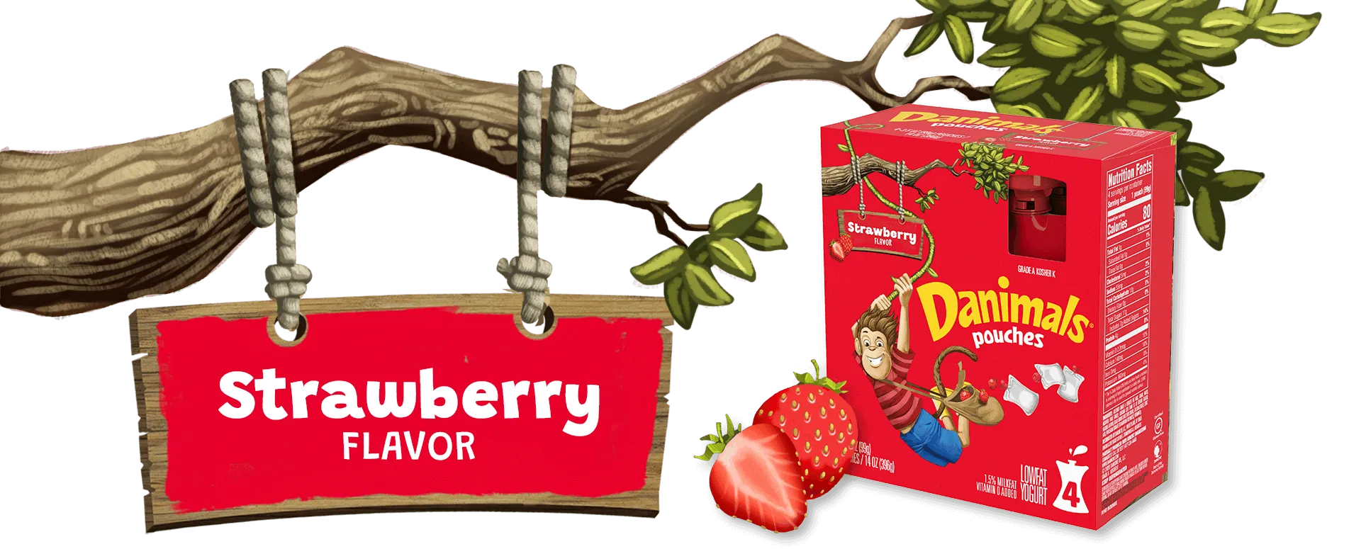 Danimals Strawberry Kids Yogurt Pouch