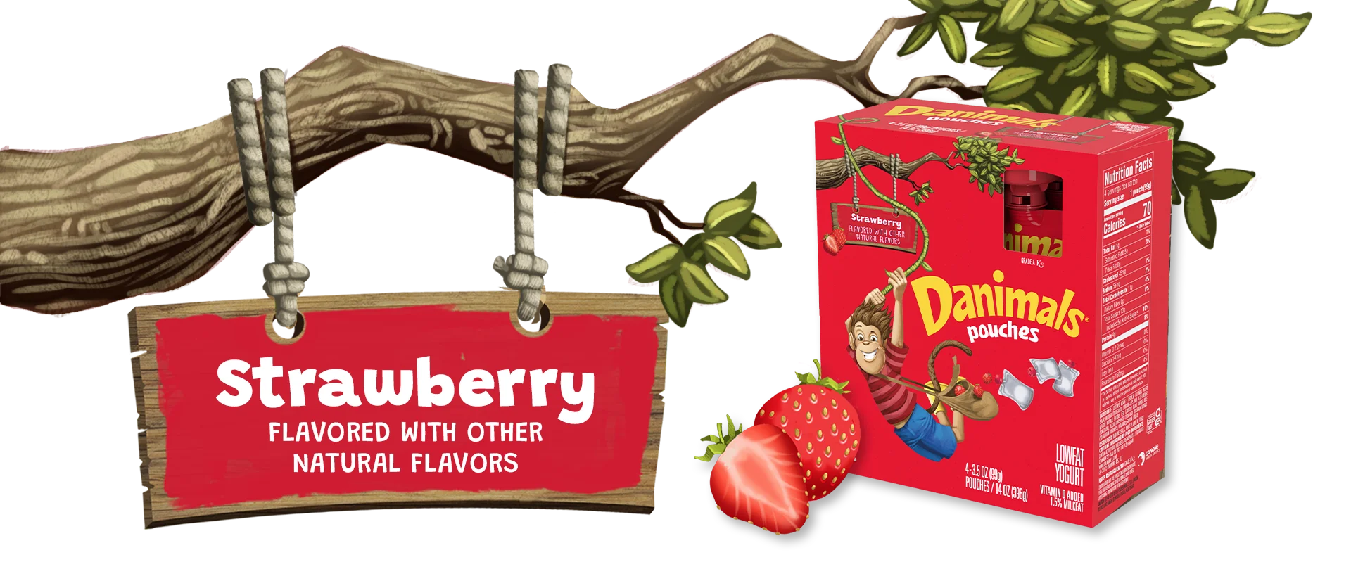 Danimals Strawberry Kids Yogurt Pouch