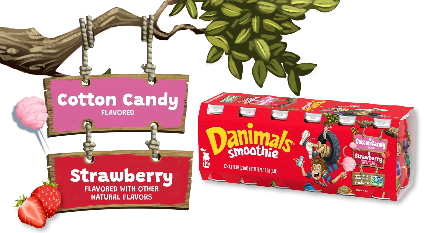 Cotton Candy Strawberry Kids Smoothies 12 Pack 