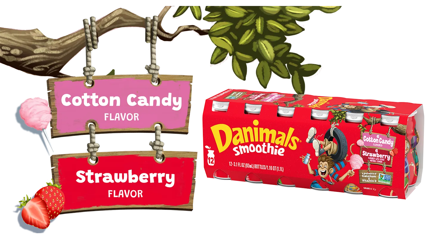 Cotton Candy Strawberry Kids Smoothies 12 Pack 